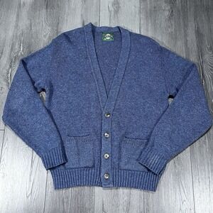 VTG Jantzen Wool Cardigan Sweater L Blue Made In USA Kurt Cobain Mr Rogers 70s